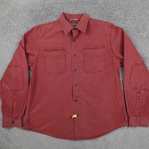 LL Bean Shirt Men L Red Chamois Slim Fit Signature Button Up Archive Cotton